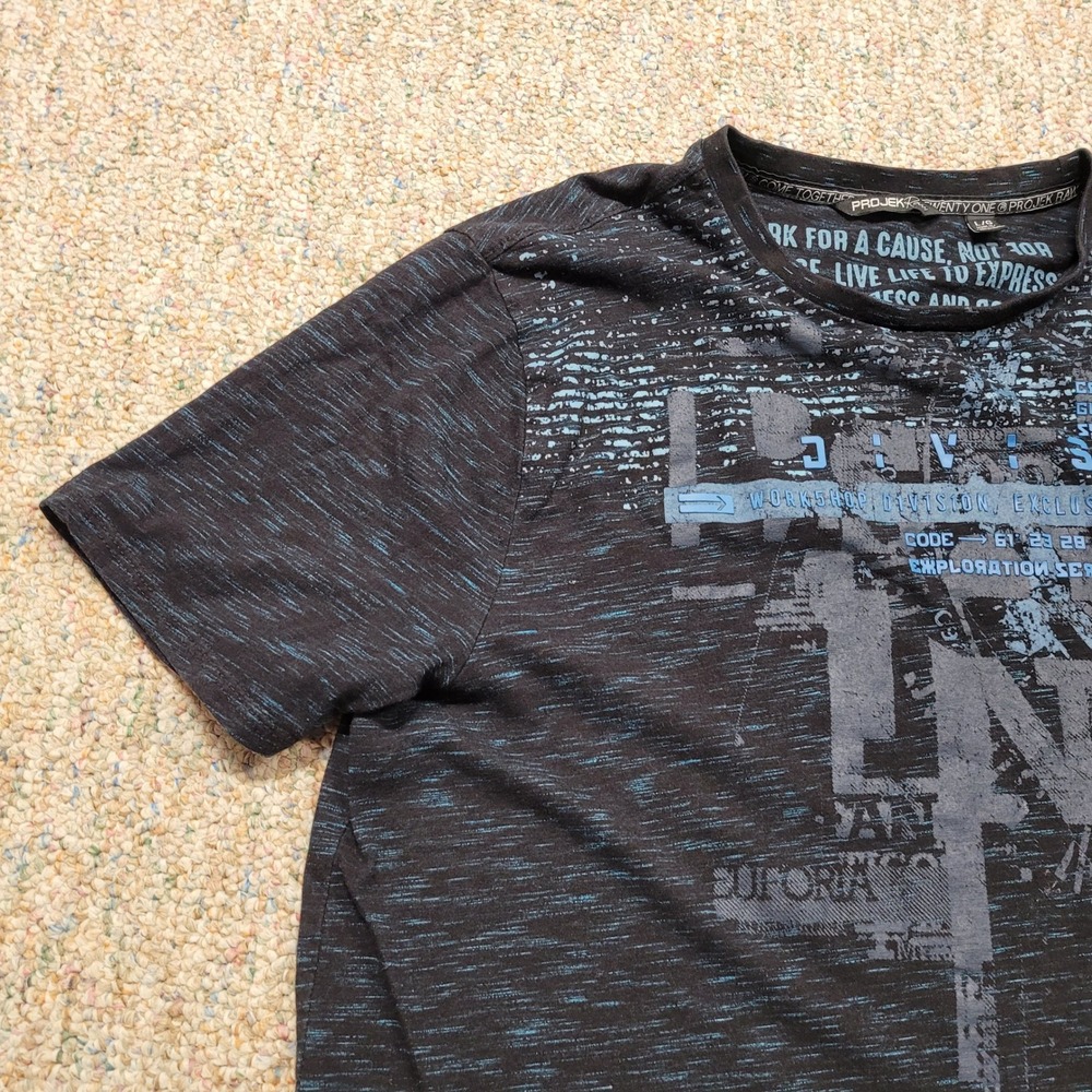 Projek Raw Shirt Mens Large Black Blue Space Dye Exploration Series Logo Graphic - Picture 7 of 15